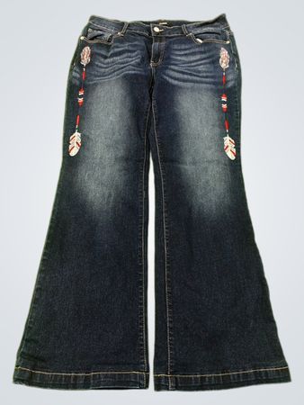 Flaming Feather bestickte Schlagjeans