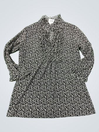 Kim Rogers Petite schwarze und weiße gemusterte Bluse