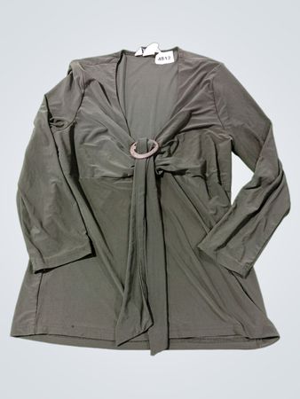 Damen-Cardigan in Olivgrün mit Drapierung und Ringdetail