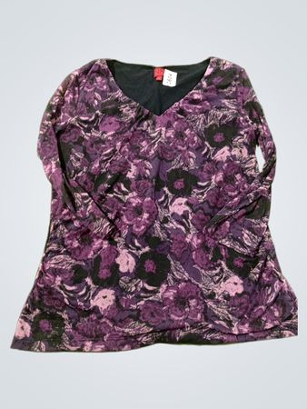 212 COLLECTION Damen Langarm-Oberteil mit V-Ausschnitt und Blumenmuster