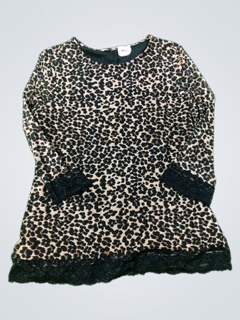Leopardenmuster-Top mit Spitzenbesatz