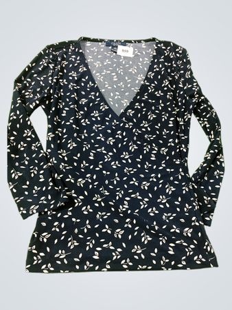 Chaps Damen Langarm V-Ausschnitt Oberteil mit Blumenmuster