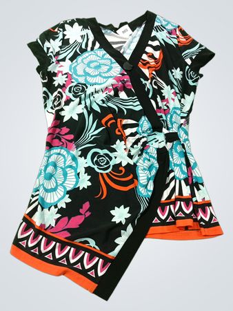 Damen Wickel-Oberteil mit Blumenmuster