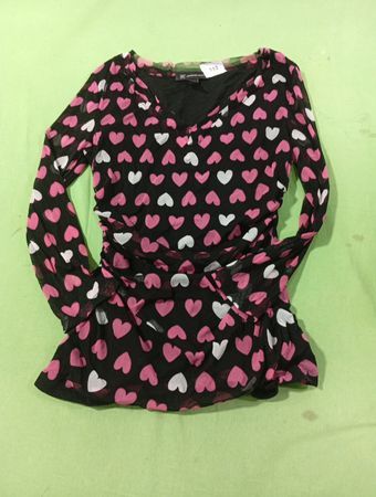 INC International Concepts Damen Schwarzes Pink Weiß Herz Mesh Langarm-Oberteil
