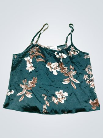 Grünes florales Trägertop mit Nummern-Etikett 910