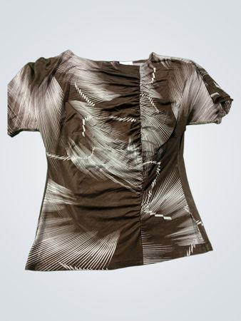 C-moi Damen Braun bedrucktes gerafftes Oberteil