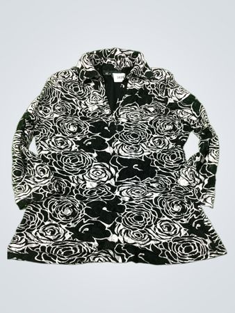 Schwarz-weißes Rosenmuster Langarmshirt
