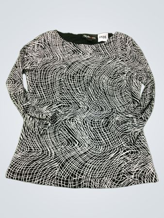 Style & Co. Black and White Abstract Print Langarm-Top