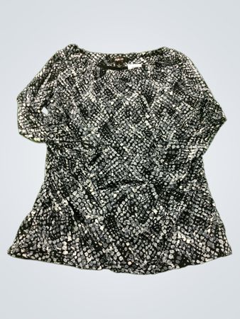 Style & Co Black & White Snake Print gerafftes Langarmoberteil