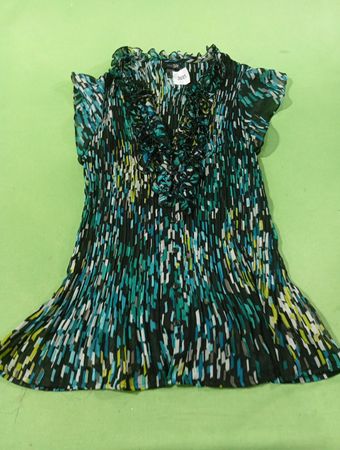 East 5th Damen Bluse mit Rüschenkragen und Druckmuster