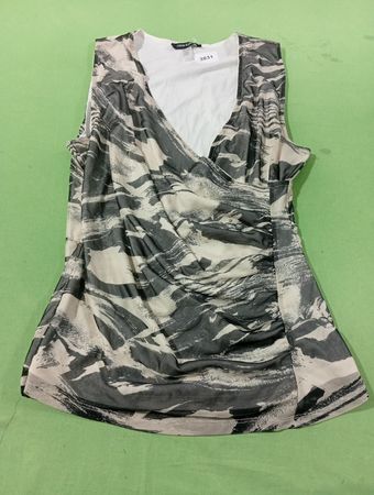 cable & gauge Damen Top mit abstraktem Muster, gerafftem, ärmellosem Design