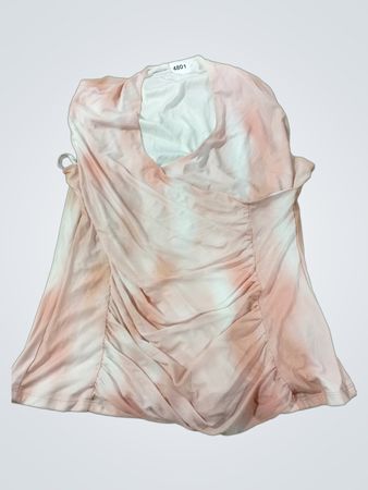 Rosa-weißes Batik-Ruched-Top mit gerafftem Tanktop