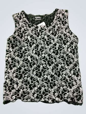 EyeShadows Schwarz & Silber Spitze Tanktop