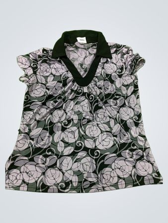 Apt.9 Stretch-Bluse mit floralem Druck und V-Ausschnitt