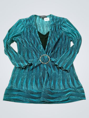 Elementz Damen Oberteil in Teal-Blau mit Falten und Ringdetail Größe L