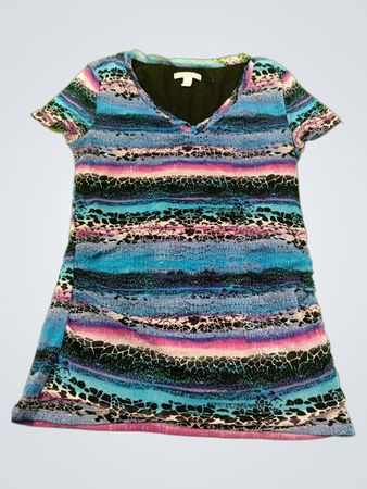 Dana Buchman Gestreiftes V-Ausschnitt T-Shirt