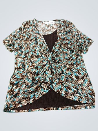 TANJAY Damen-Top mit Print und gedrehtem Vorderteil L/G