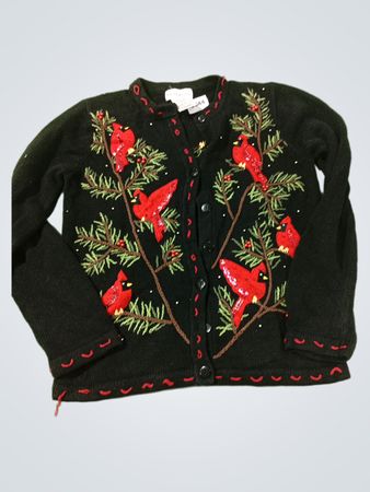 White Stag Black Cardinal bestickte Strickjacke