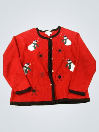 Roter Schneemann-Cardigan