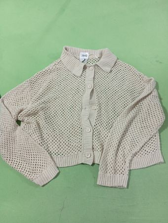 Twik Par Simons Beige Kurzgeschnittener Strickcardigan