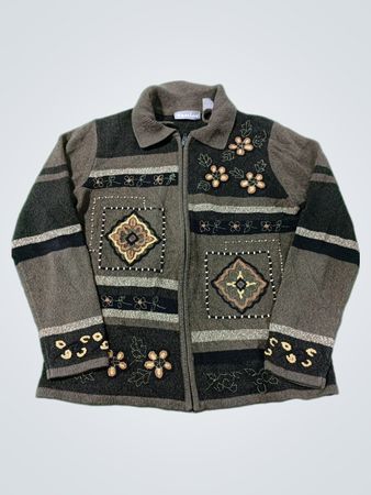 TANJAY Damen bestickter Reißverschluss-Cardigan