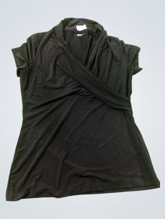 DKNY Schwarzes Kurzarm-Wickeltop