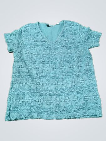 East 5th Petite Blau strukturiertes V-Ausschnitt-Oberteil