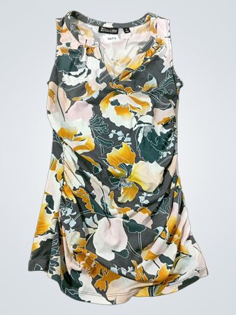 7th Avenue Design Studio New York & Company Blumiges gerafftes ärmelloses Top