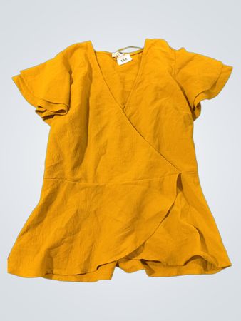 Gelbes Peplum-Oberteil mit Rüschenärmeln