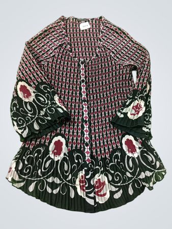 PIANO Damen Bluse mit plissiertem, geometrischem Muster