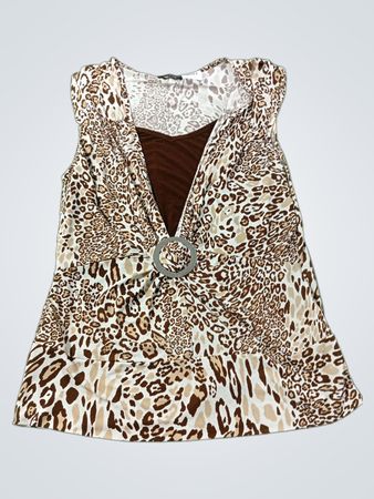 Damen ärmelloses Oberteil mit Leopardenmuster und Ringdetail