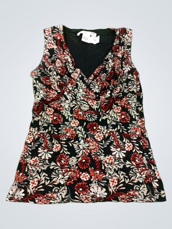 GEOFFREY BEENE SPORT Floral Print ärmelloses V-Ausschnitt-Oberteil