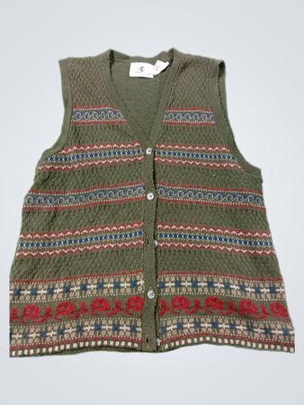Cape Cod Sportswear grüne, gemusterte Westen-Hemd mit Knöpfen