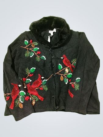 Tiara International Christmas Collection Damen-Cardigan mit gesticktem Kardinal