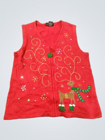 ML DESIGN Roter Rentier Hässlicher Weihnachts-Pullunderweste