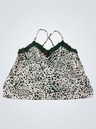 Camisole mit Leopardenmuster und Spitzenbesatz