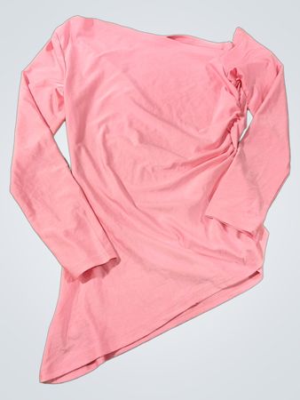 Rosa gerafftes asymmetrisches Langarmoberteil