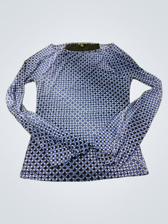 ble & gauge Damenoberteil mit blauem geometrischem Print und langen Ärmeln