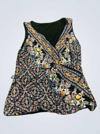 Ärmelloses V-Ausschnitt-Top mit Blumenmuster