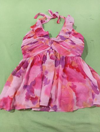 Boston Proper Pink Floral Neckholder-Oberteil