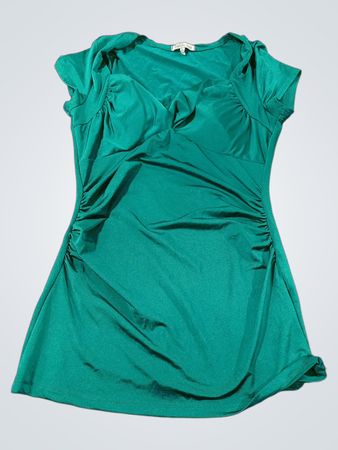 Charlotte Russe Türkis gerafftes Kurzarm-Oberteil