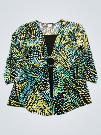 Jon Dery Petite Cardigan mit offenem Vorderteil, abstraktem Druck und Ringdetail