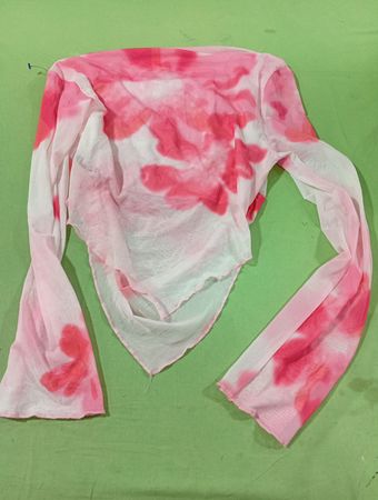 Sheer-Mesh-Tie-Dye-Bauchfreies Crop-Top