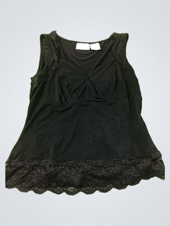 Damen Tanktop in Schwarz mit Spitzenbesatz