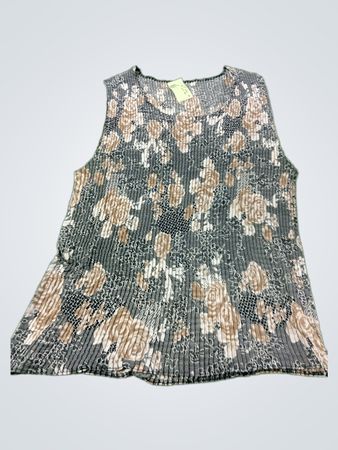 Ärmelloses, plissiertes Oberteil mit Blumenmuster