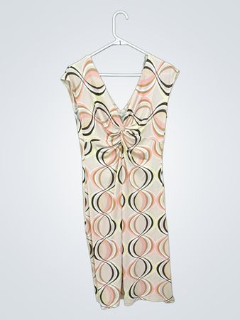 LONDON TIMES Damenkleid mit geometrischem Muster, V-Ausschnitt und gedrehtem Frontdetail