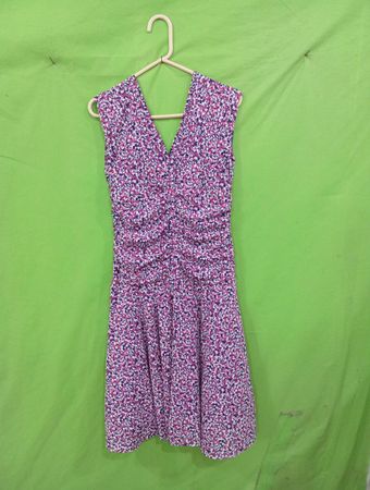 Ärmelloses V-Ausschnitt Kleid mit Blumenmuster