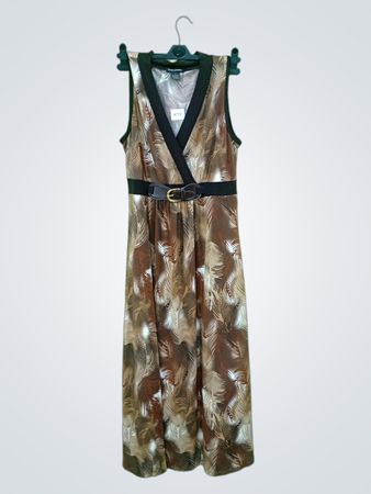 Susan Lawrence ärmelloses Maxi-Kleid mit V-Ausschnitt und Gürtel