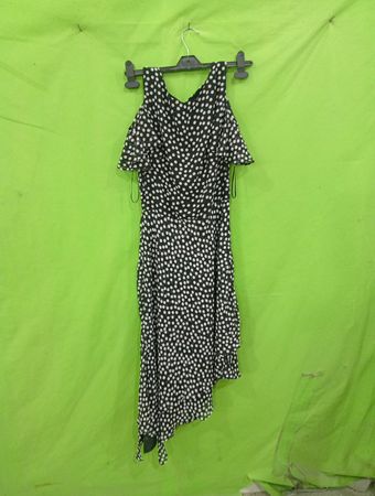 Just Taylor Polka Dot Cold Shoulder Asymmetrical Hem Dress