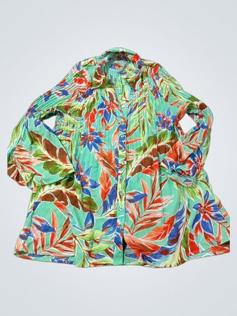 SUNNY LEIGH Damen-Bluse mit floralem Print und Faltenlegung